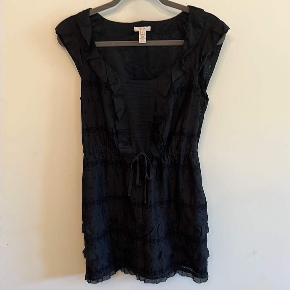 J. Crew Black Babydoll Mini Dress with Flutter Sleeves